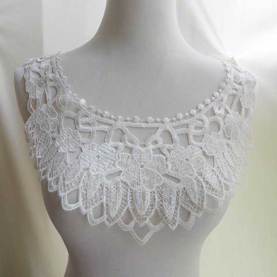 White Lace Collar Applique for Bridal Accessories, Victorian, Jewelry Supply, Costume Design
