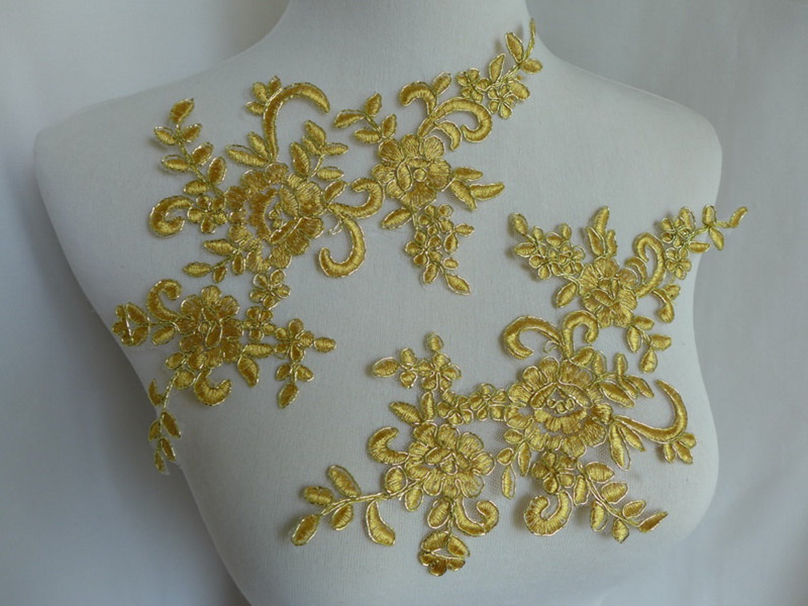 Gold lace applique bridal veils applique wedding lace Etsy