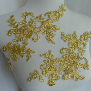 Gold lace applique, bridal veils applique, wedding lace applique, sewing appliques one pair