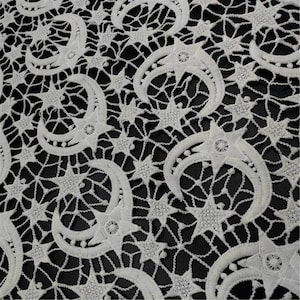 Ausgehöhlter Mond-Stern-Spitzenstoff, Guipure-Venedig-Spitze-Gewebe, häkeln-Stern-Spitzenstoff für Abschlussballkleid, Brautkleid, Hintergrund, 1 Yard