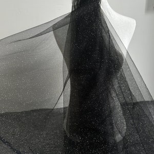 Black Tulle Fabric, Shimmering Gold Glitter Tulle For Party Dress, Black Tulle Dress, Costume Design, Sewing Crafts, DIY Garments Fabric