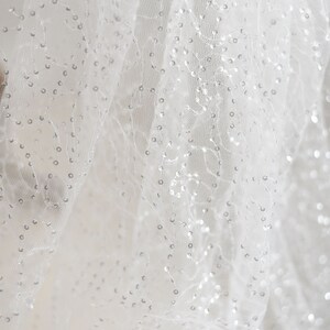 Top-Qualität Off-White Pailletten-Spitze-Gewebe Tüll-Spitze-Gewebe für Kleid lose Lager