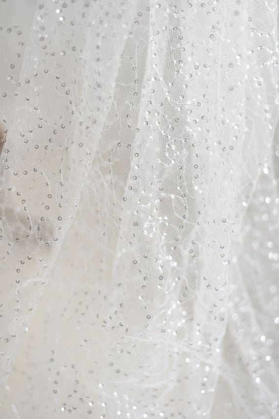 Ivory Sequin Lace Tulle Material Ivory Sequin Lace Tulle Material