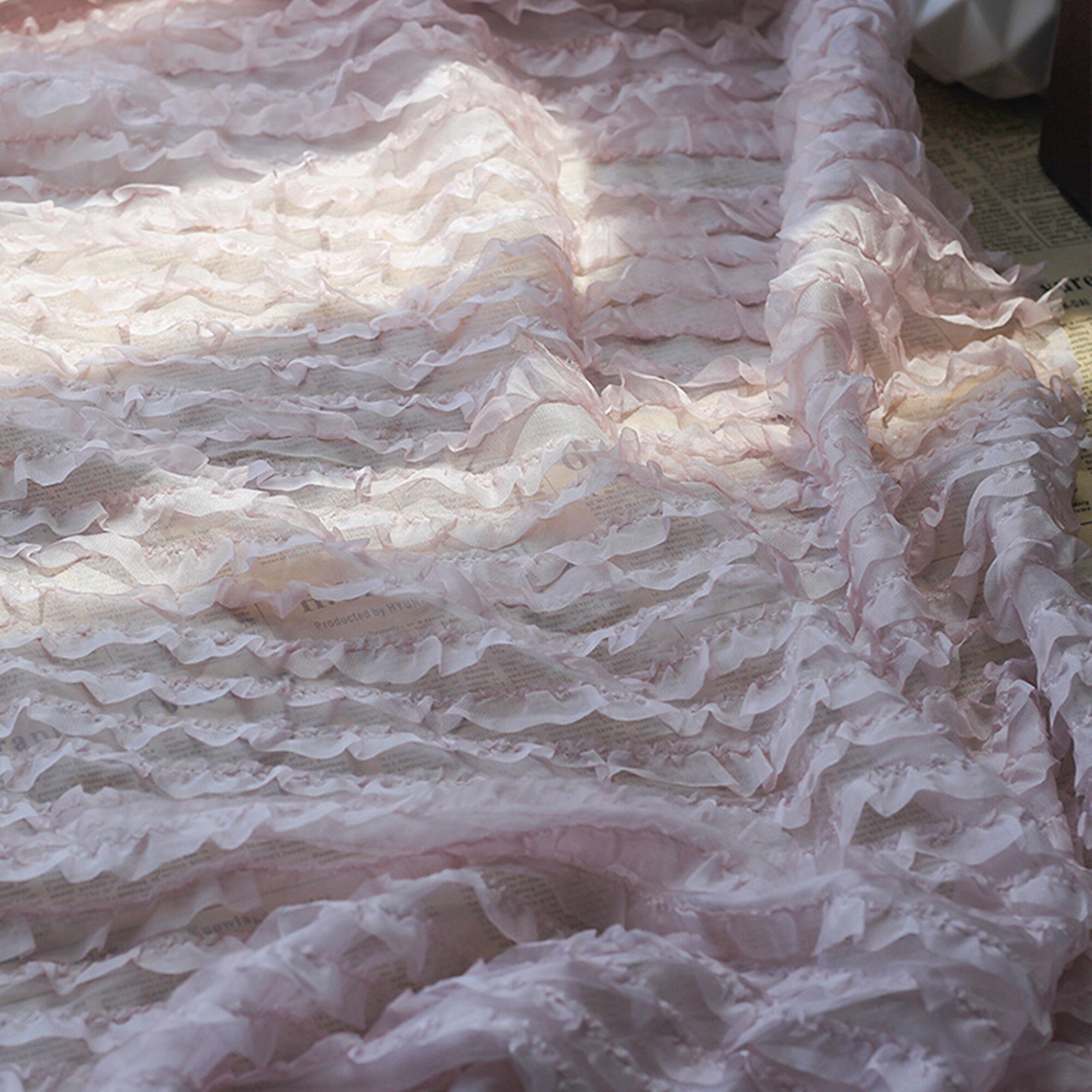 Ruffled Fabric, Chiffon Ruffle Fabric, Multi-layers Pleated Lace Fabric ...