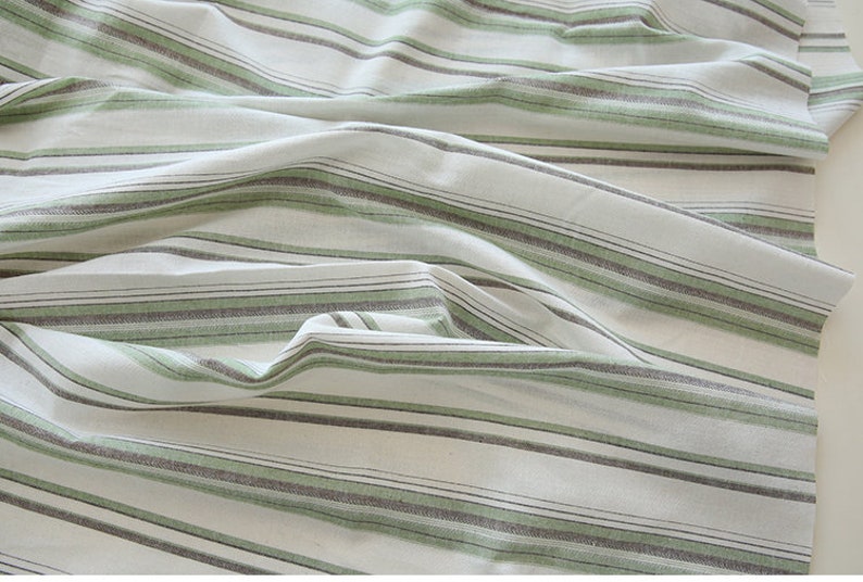 Simple Chic Striped Fabric, Green Poly-cotton Fabric for Skirts, Dress ...