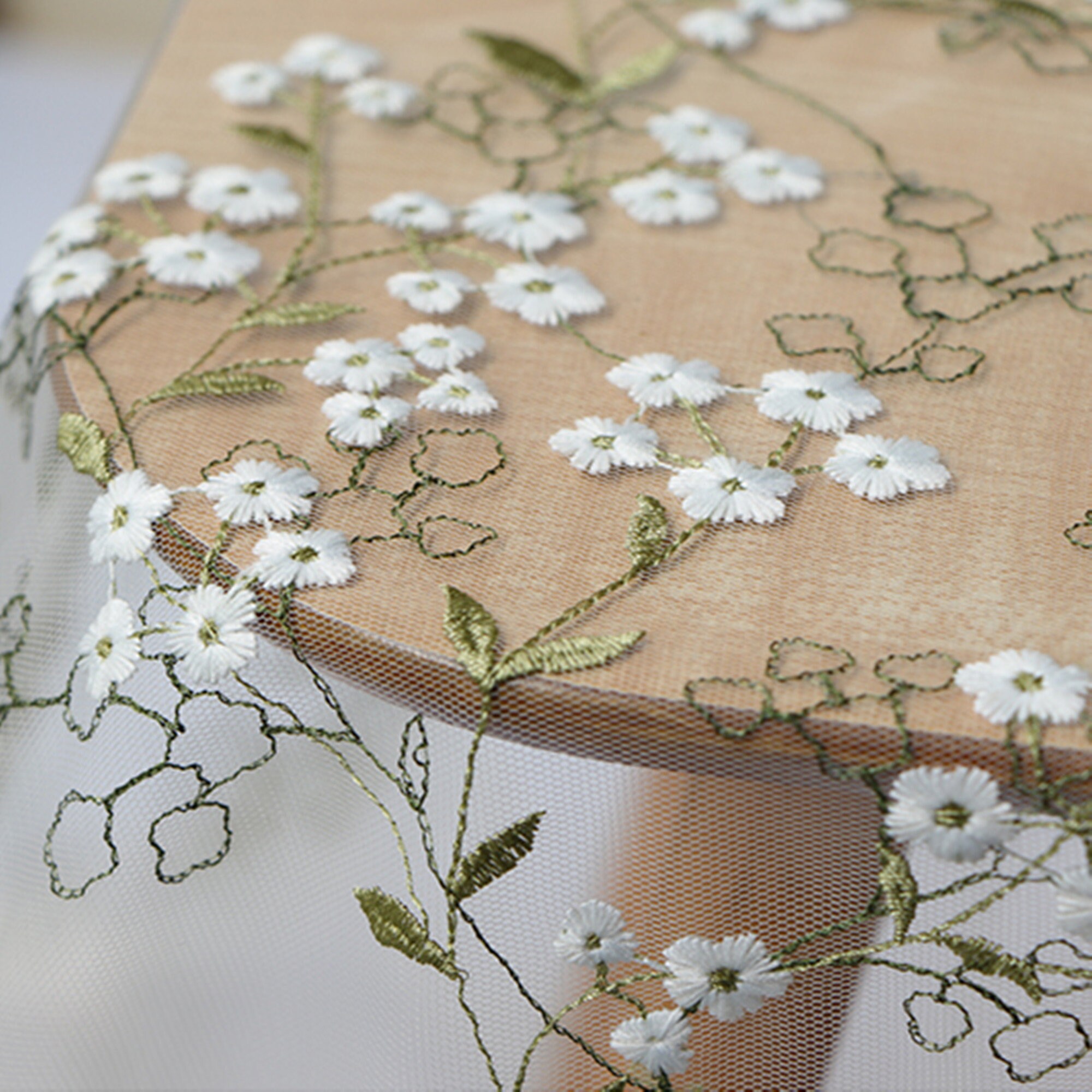 Grace White Green Embroidery Dress main image 0
