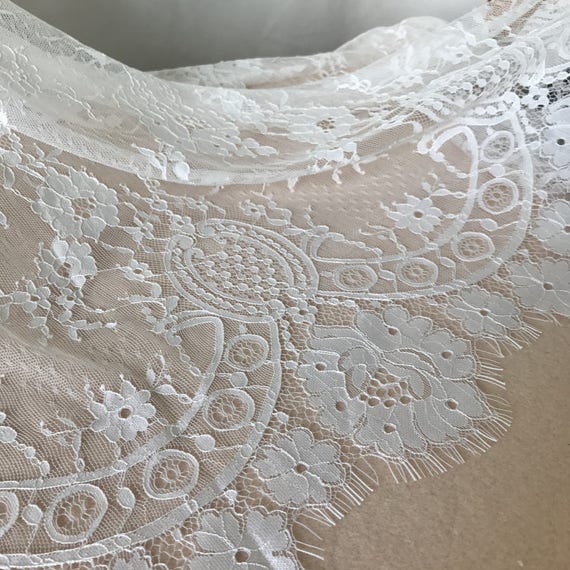 Off White Lace Fabric Flower LaceChantilly Lace French Lace | Etsy