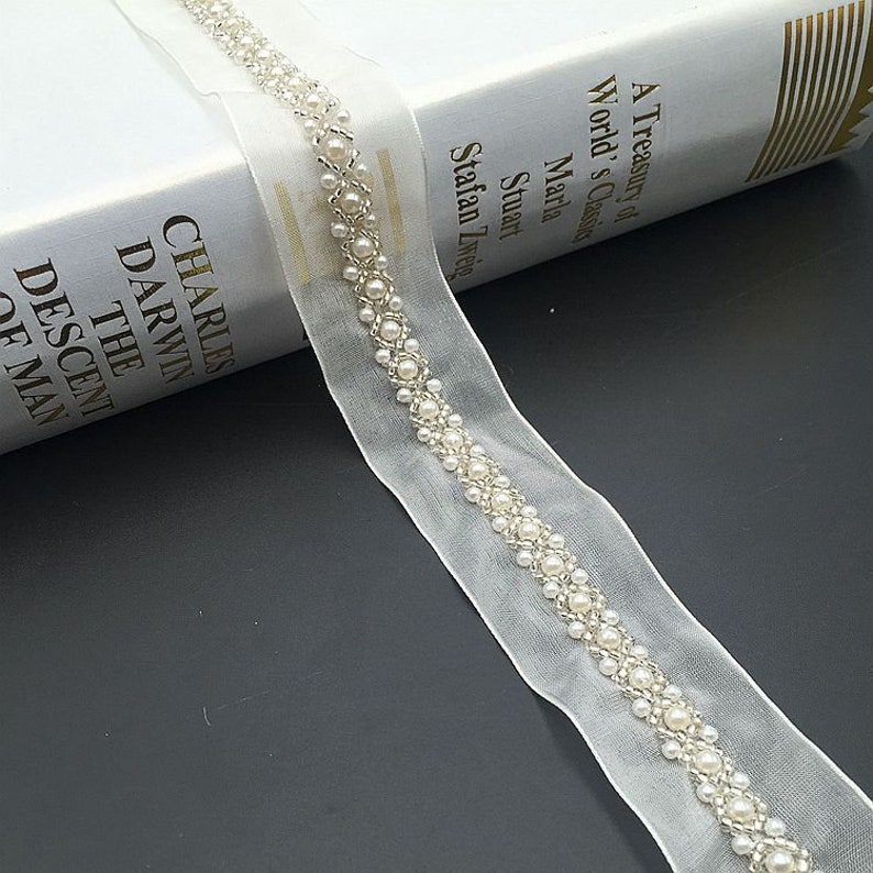 Hairband Trim Skirt Edge Wedding Dress Trim Gowns Bottoming Bridal Lace Trim Elegant Sashes Beaded Trim Deluxe Beaded Lace Trim