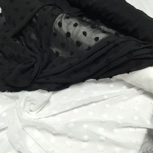 Dots Chiffon Fabric, Flocked Polka Dots Chiffon Lace Fabric for Wedding Dress, Blouse, Headband, Party Dress, By 1 Yard