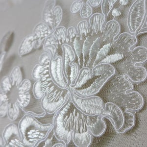 Bridal Lace Applique in Ivory with Rose Flower Motif for Weddings, Veils, Hats, Clothing image 4