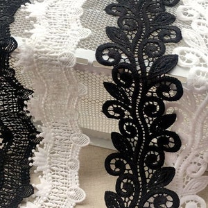 White/Black Lace Trim, Leaf Pattern Lace Trim, Crown Motif Trim, Wedding Veil Decoration, Sashes, Vogue Lace Trim