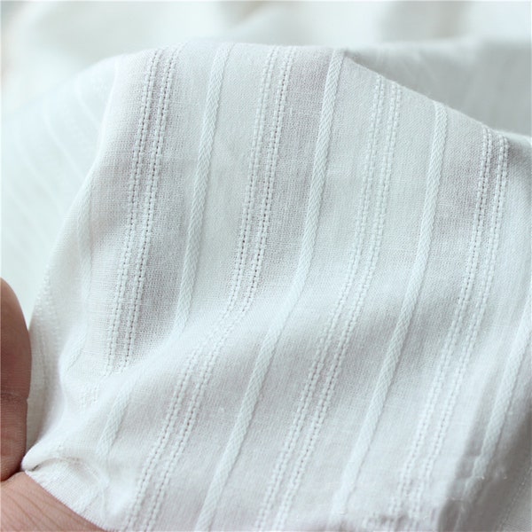 Tissu en coton blanc cassé, tissu jacquard en coton à broder pour robe bobo, tenues, robe de bébé, vêtement