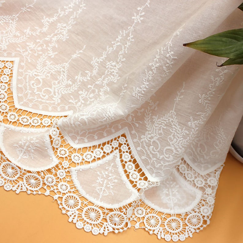 5 Yards Dark Ivory Lace Trim Floral Bridal/Wedding Dress Flower Fabric Table Cloth DIY Crafts Scallop Trim Applique Clothing Curtains 5 Yards 15cm Wide ALE15 