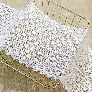 Off white Cotton Lace Trim, Hollowed Cotton Trimming , Cotton Guipure Lace Trim, Retro Floral Lace Trimming 1 Yard