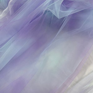 Blue purple tulle fabric, Tie dyed tulle fabric with gradient colors, ombre lace fabric, bridal tulle lace fabric, veil fabric