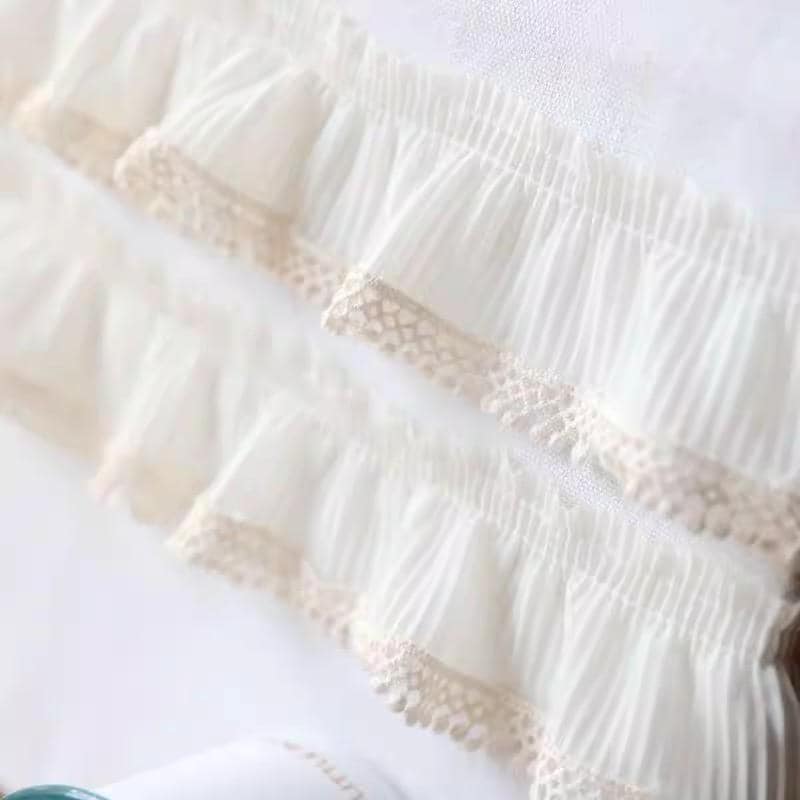 Beige Ruffled Trim, Chiffon Lace Trimming, 2.36