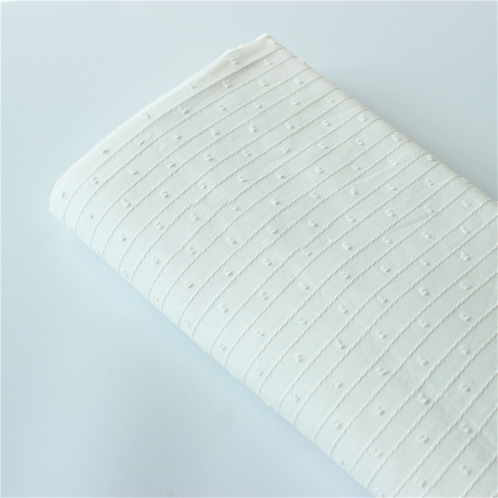 【AAKE】UNION PATCH COTTON PT Pure Cotton Fabric, Stripe Embroidery Polka Dot Jacquard