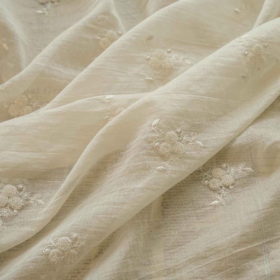 Cute Flower Embroidery Fabric, Floral Lace Fabric for Wedding Dress,  Blouse, Doll, Curtains, Party Dress