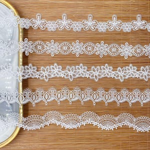 Renda preta e branca, lindo acabamento em renda, acabamento floral bordado para ligas, gargantilha de renda, tiaras, vestido, robe, boneca, caderno de costura 14 jardas