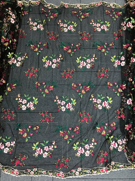51” Width 100% Cotton 3D Floral Embroidery Cotton Fabric by the