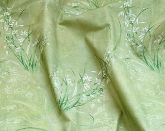 Orchidee Baumwolle Leinen Stoff, Grüne Pflanzen Druck Spitze Stoff für Frauen Kleid, Bluse, Vorhänge, Kopfschmuck, Kostüm, Tischabdeckung, Handwerk Nähen
