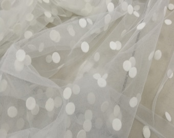 Black / Off white Polka Dot Fabric, Polka Dot Tulle Lace Fabric for Party Decoration, Girl Dress, Bridal Supplies, Tutu Dress