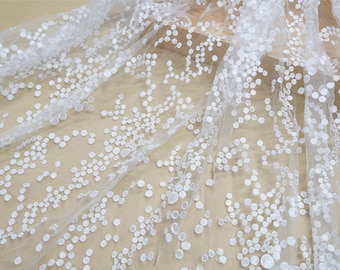 Polka Dot Embroidered Lace Fabric Dotted Tulle Mesh Fabric For Girl Dress Prom Gown Wedding Dress Bridal Veil By the Yard