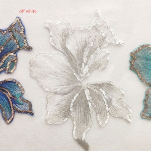 Sequins Leaf Patch, Embroidered Organza Leaf Lace Patch, Leaf Applique Patch for Bridal, Headpiece, Sashes, Costume Design