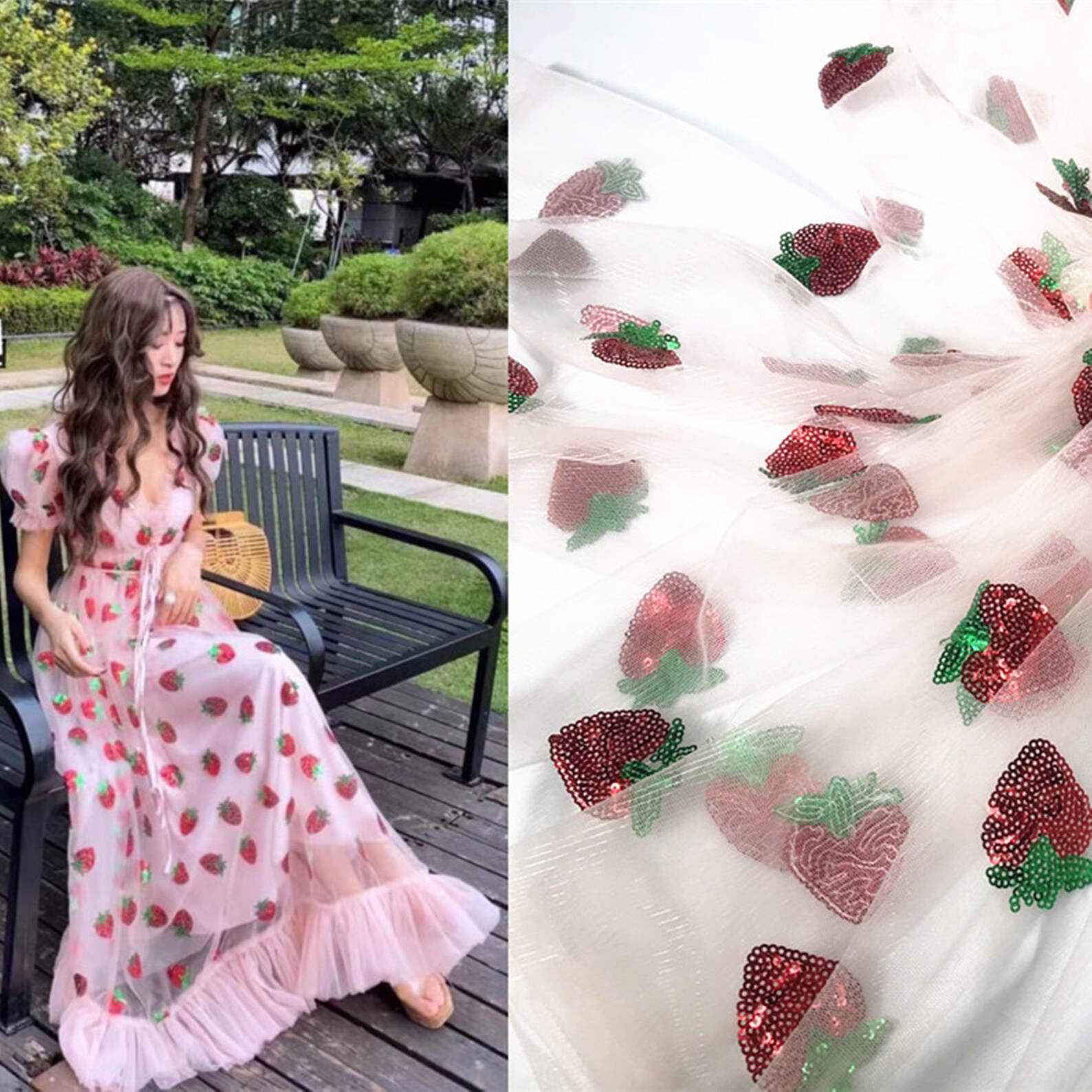 strawberry sequin tulle