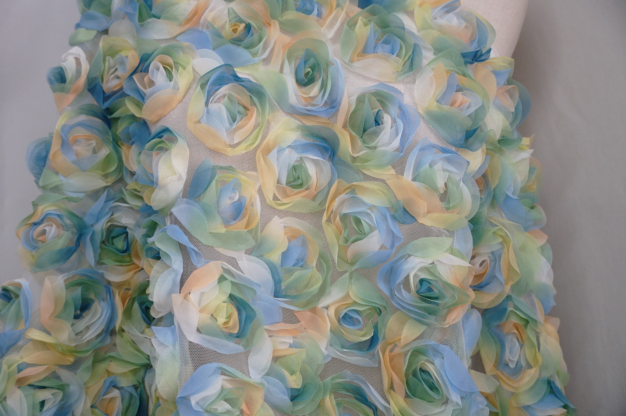 High Quality 3D Rosette Fabric, 3D Rose Fabric, 3D Colorful