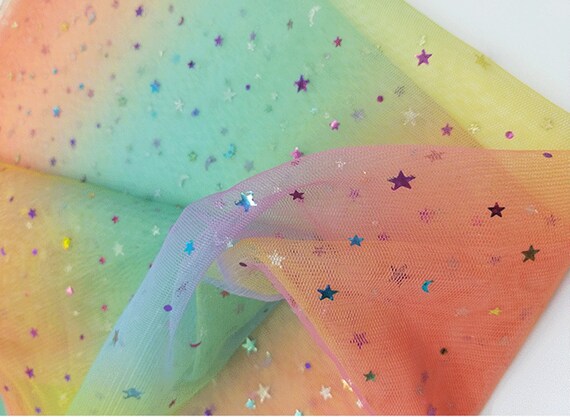  59in Width Rainbow Tulle Fabric with Star-Mesh Tulle Fabric for  Sewing Mesh Tulle Maxi Skirt Dress-Soft Tulle Mesh Fabric for Craft-Soft  Tulle Mesh Fabric for Sewing Dress Clothes-Tulle Mesh Fabric