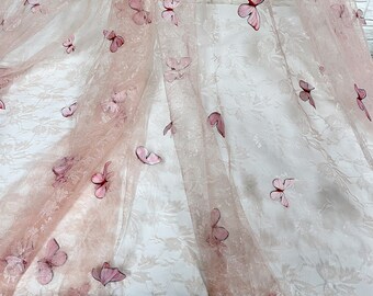 Tessuto in pizzo con farfalla bianca 3D, rete in tulle nero ricamato, abito da sposa tagliato su misura - Italia
