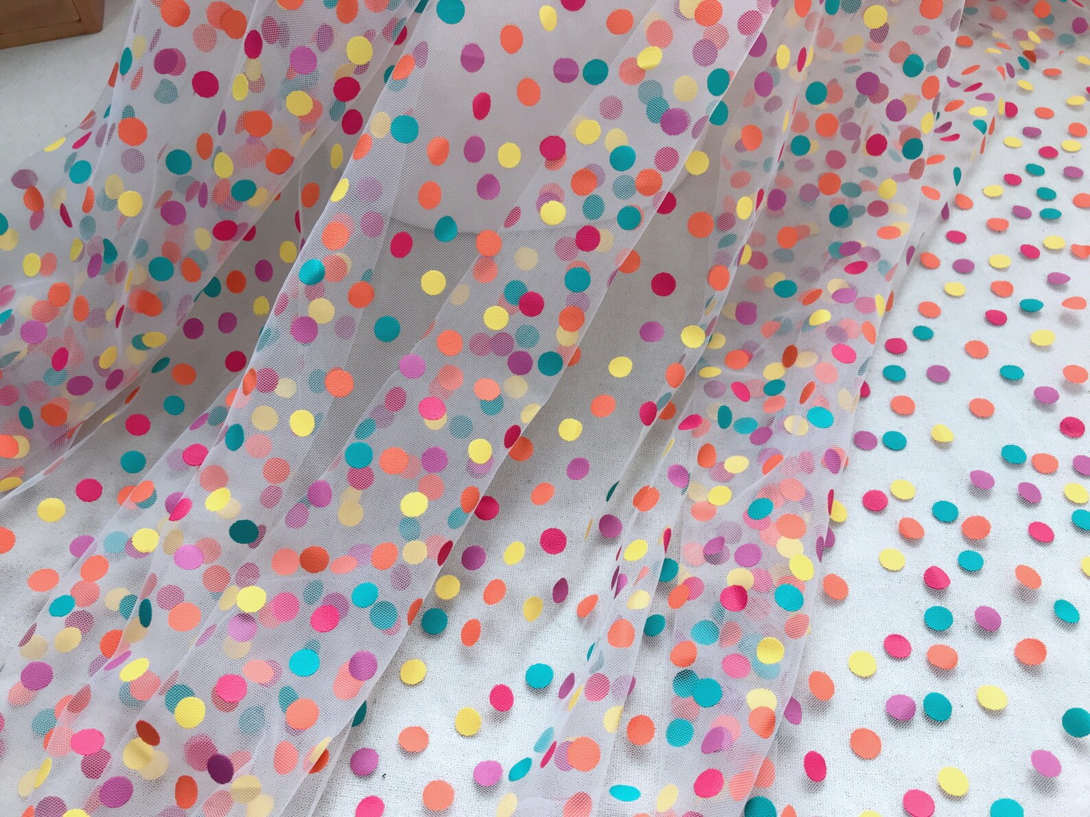 Soft Tulle Fabric Rainbow Polka Dots Tulle Lace Fabric Swiss Etsy