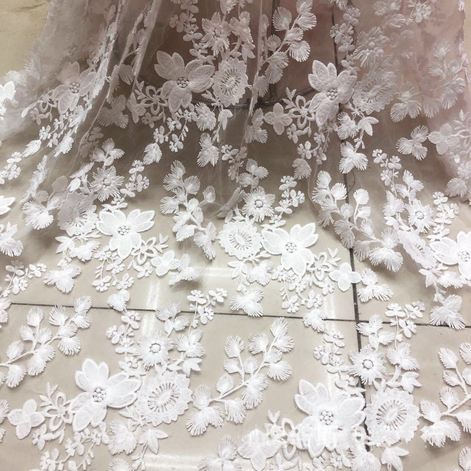NIANTONG Dentelle Tissu Au Mètre 150cm Large - Vert Foncé Pour Mariage, Décoration Et Couture