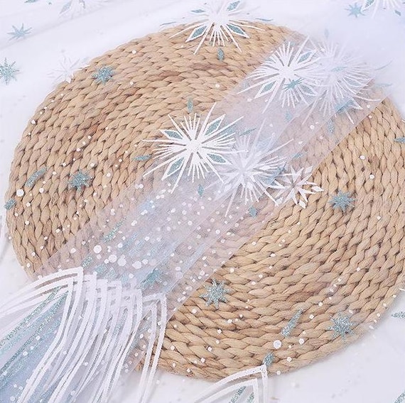 Belle Vous Nastro Organza Bianco - 20 m x 6,3 cm - Organza Rotolo Nastro Natalizio con Filo Metallico Design Fiocco di Neve Brillante per Decorazioni Albero di Natale, Fiocchi Regalo, Fai