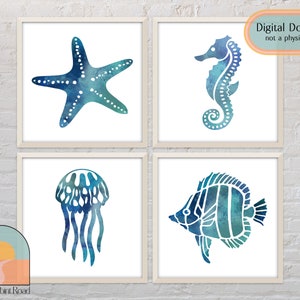 Sea Life Watercolor | Coastal Decor | Beach Wall Decor | Beach House | Ocean