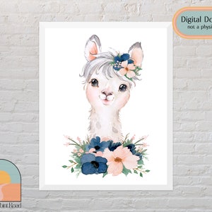 Llama Wall Decor | Watercolor Wall Decor | Boho Nursery | Alpaca | Digital Prints | Printable Wall Art | Nursery Decor