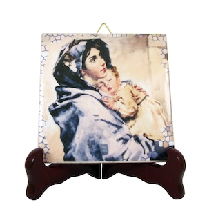 Handmade Madonna and Child Ceramic Icon - Religious Gift