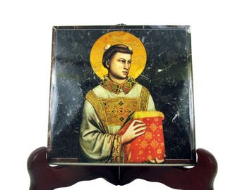 Saint Stephen icon on tile - Christian saints - patron of deacons - Catholic saints - saints art - St Stephen