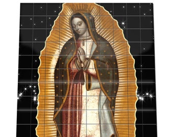 Religious Tile Mural - The Blessed Virgin of Guadalupe - Big Size - Religious Wall Art - Mother Mary Wall Art - Our Lady of Guadalupe - Pray