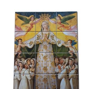 Religious Wall Art - Our Lady of Mercy - Mother of Mercy - Tile Mural - Catholic Decor - Catholic Gifts - Religious Art - Misericordia