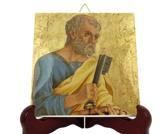 Saints serie - Saint Peter icon - devotional ceramic tile handmade in Italy - St Peter the Apostle - San Pietro