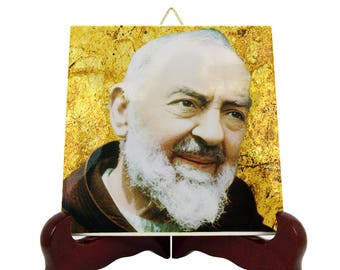 Catholic Saints - Saint Pio of Pietrelcina collectible St Pio icon on ceramic tile - Padre Pio - St Pio, Father Pio - San Pio catholic saint