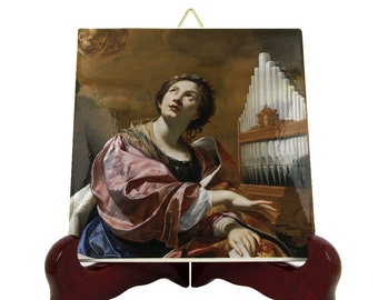 St Cecilia - catholic saints - catholic icon on ceramic tile - Saint Cecilia - St Cecilia icon - religious gift - patron saint musicians