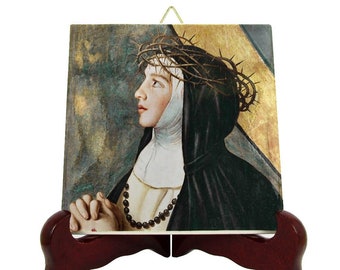 Catholic Saints serie - Saint Catherine of Siena - icon on ceramic tile - St Catherine icon - saints art - roman catholic church - Caterina