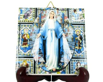 Religious gifts - Our Lady of Graces - Virgin Mary icon on ceramic tile handmade in Italy - Virgin of Graces - Religious gift idea