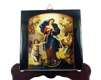 Catholic gifts - Virgin Mary undoer of Knots - catholic icon on ceramic tile handmade in Italy - Virgin Mary icons - Religious gifts - Faith