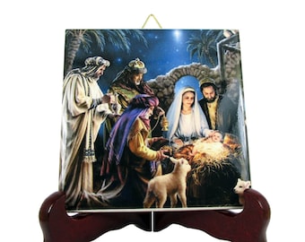 Christian gift idea - Nativity of Jesus - Holy Family - ceramic tile - Holy art - religious art - catholic art - devotional gift - christmas