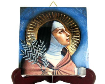 Catholic saints, Saint Clare of Assisi, St Clare icon on tile, Santa Chiara, St Clare of Assisi, italian saints, St Claire, St Clair