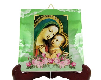 Our Lady of Good Counsel - catholic icon on tile - Virgin Mary icons - catholic gifts - religious art - Virgin of Good Counsel - catholicism